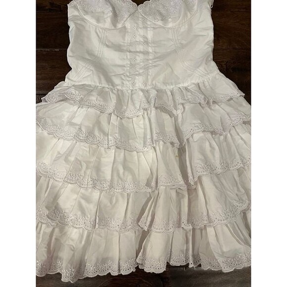 Vintage Betsey Johnson Dress Tiered Eyelet White Ruffles size 8 Cottagecore Boho - Picture 6 of 11